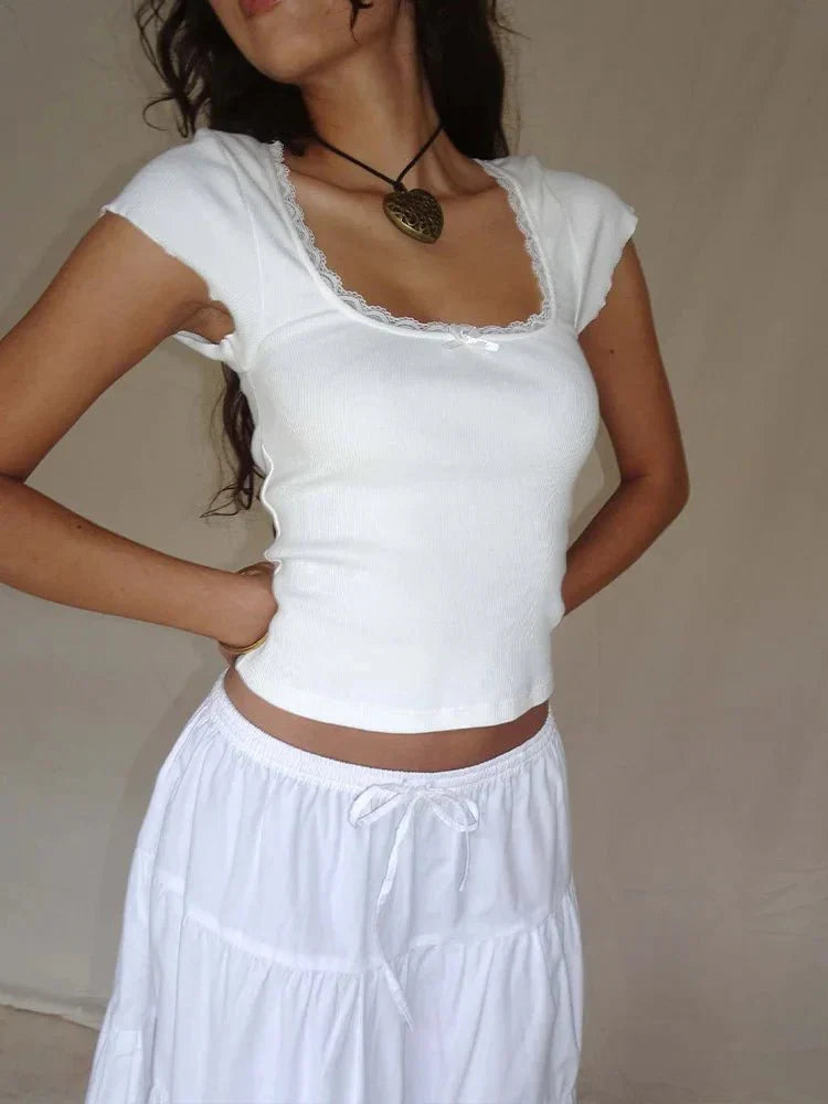 Lace Trim Crop Top