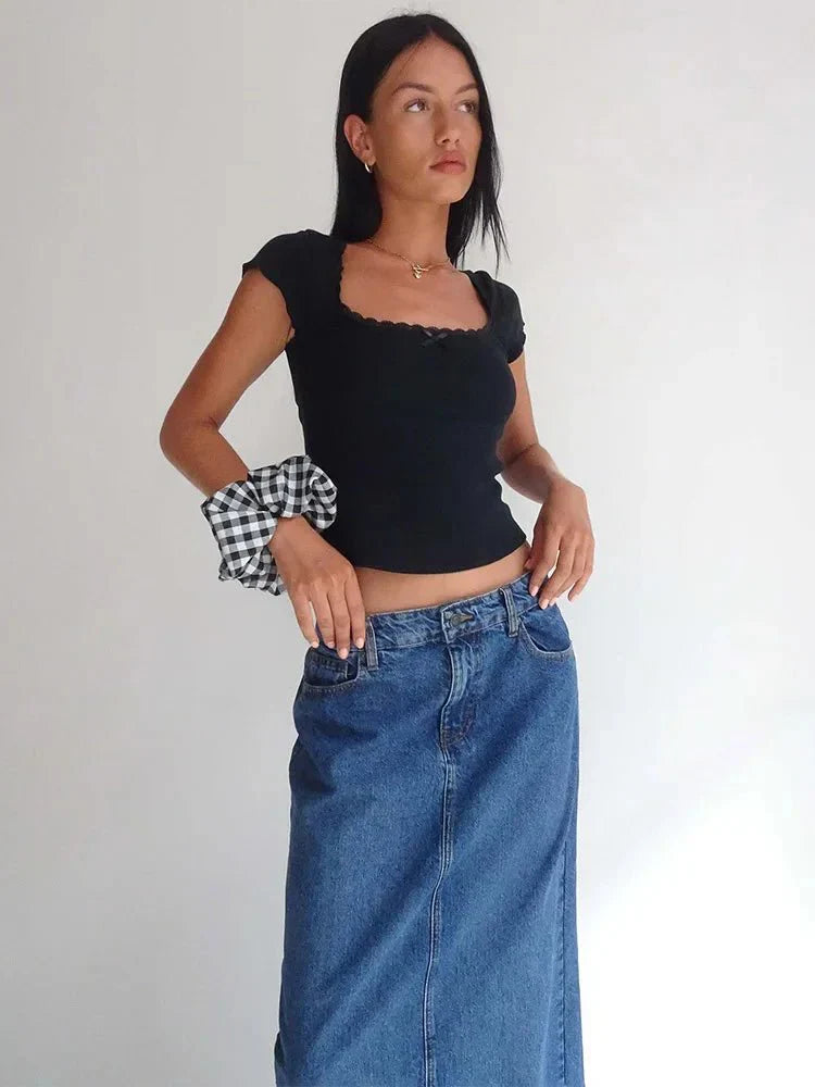 Lace Trim Crop Top