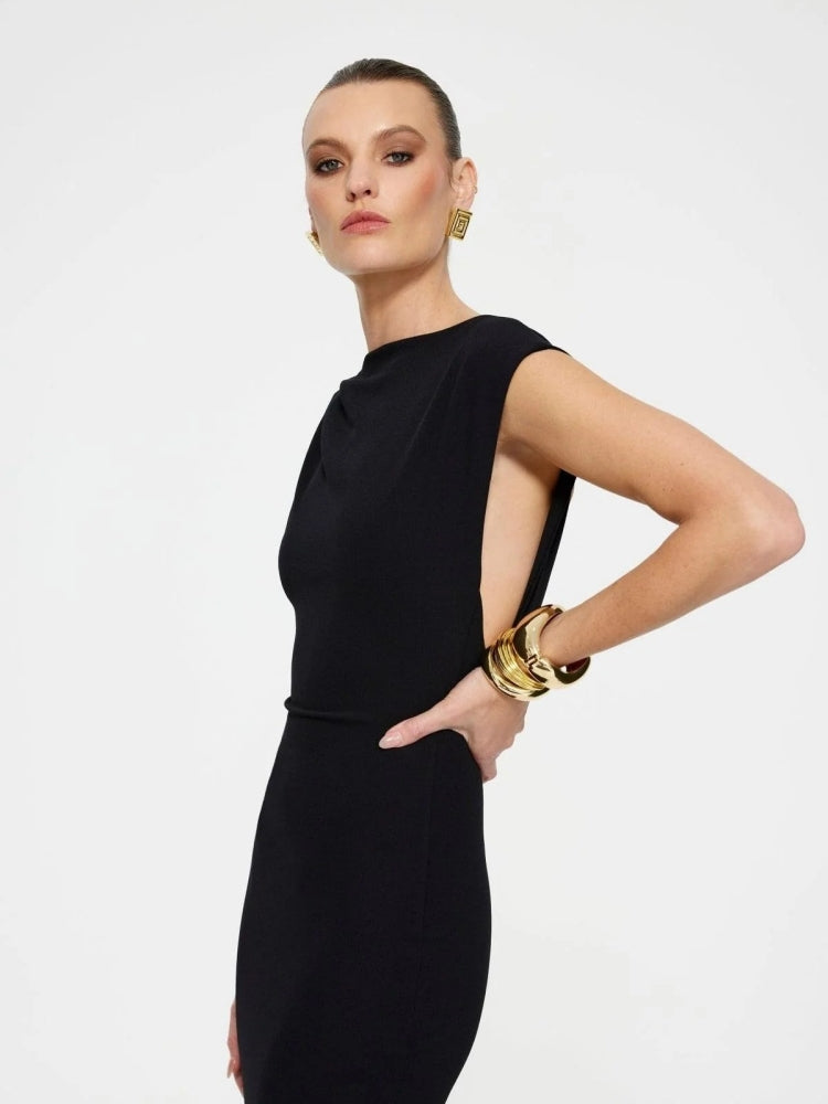 Straight Neckline Low-Back Maxi — women's maxi dress, view 4 by Emyri