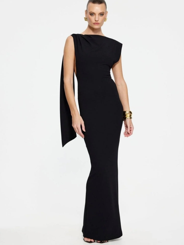 Straight Neckline Low-Back Maxi — women's maxi dress by Emyri