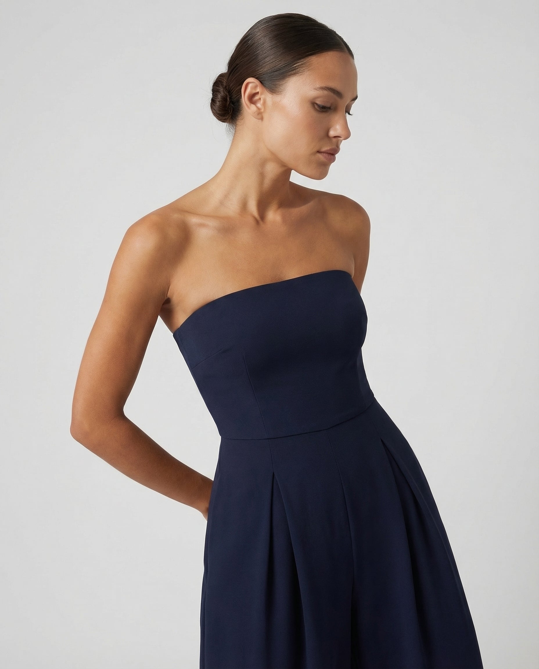 Strapless Pleated Wide-Leg Jumpsuit — women's jumpsuit, view 14 by Emyri