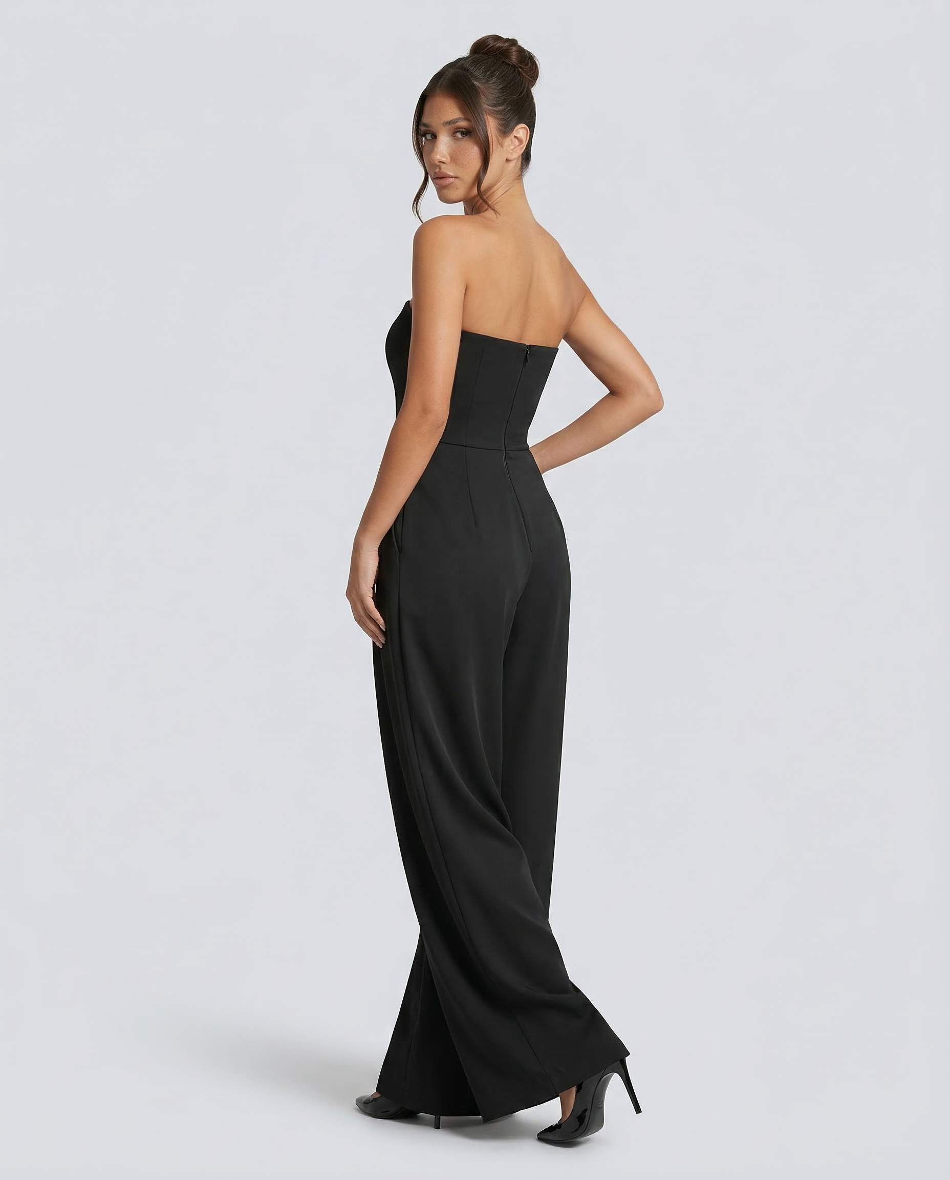 Strapless Pleated Wide-Leg Jumpsuit — women's jumpsuit, view 17 by Emyri