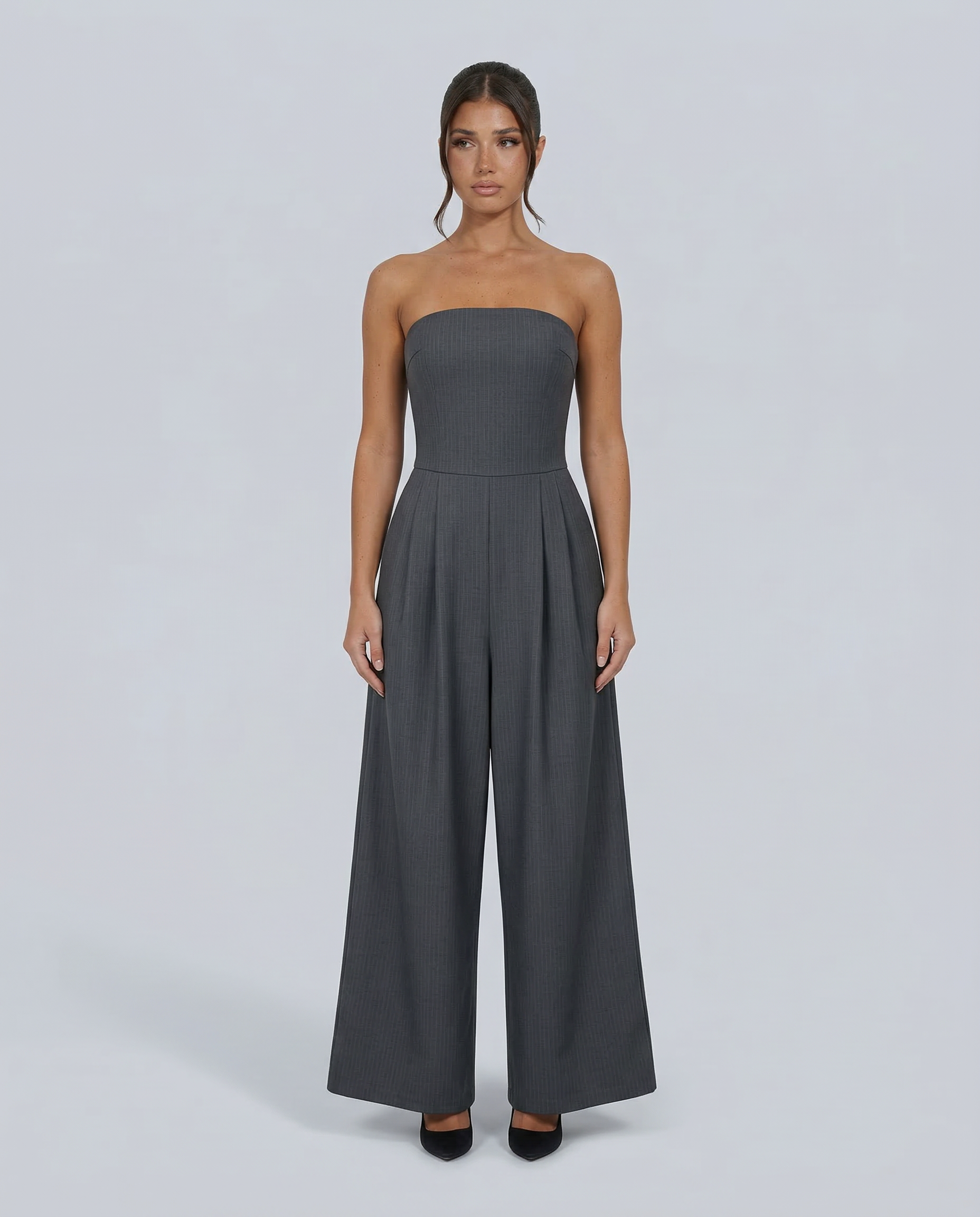 Strapless Pleated Wide-Leg Jumpsuit — women's jumpsuit, view 4 by Emyri