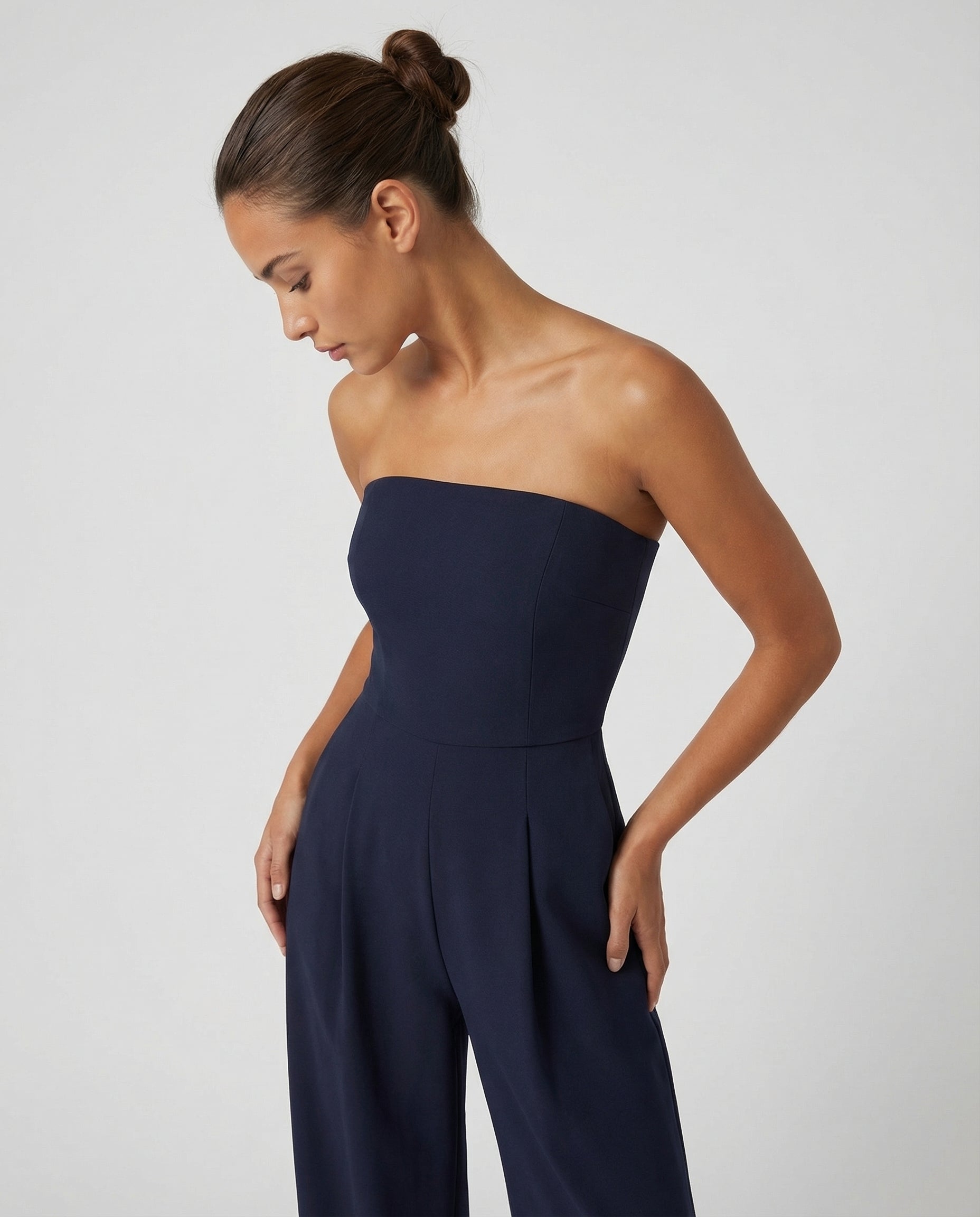 Strapless Pleated Wide-Leg Jumpsuit — women's jumpsuit, view 8 by Emyri
