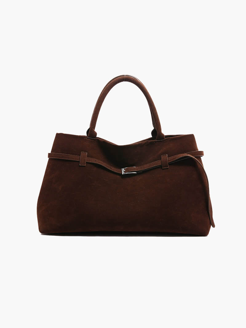 Structured Suede Top Handle Bag — women's top handle bag, view 3 by Emyri