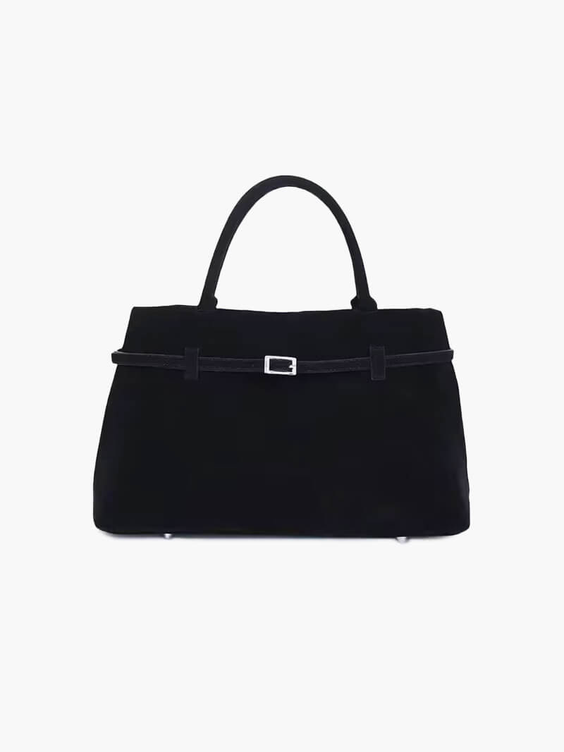 Structured Suede Top Handle Bag — women's top handle bag, view 4 by Emyri