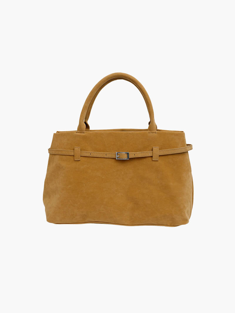 Structured Suede Top Handle Bag — women's top handle bag, view 5 by Emyri