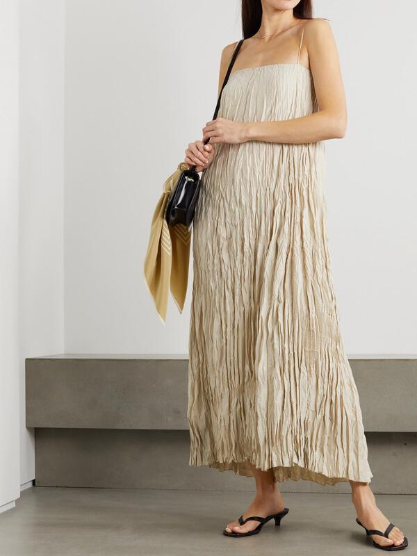 Crinkled Fabric Maxi Dress