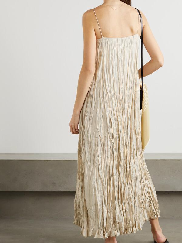 Crinkled Fabric Maxi Dress