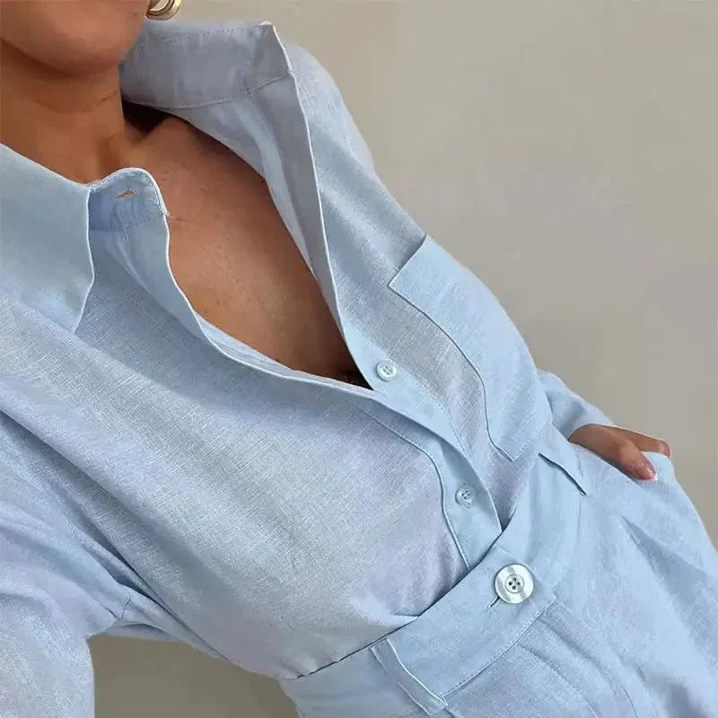 Two-Piece Linen Shorts Set — women's two-piece set, view 2 by Emyri