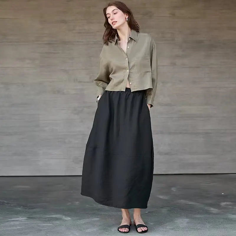 Cropped Oversized Button-Down Shirt