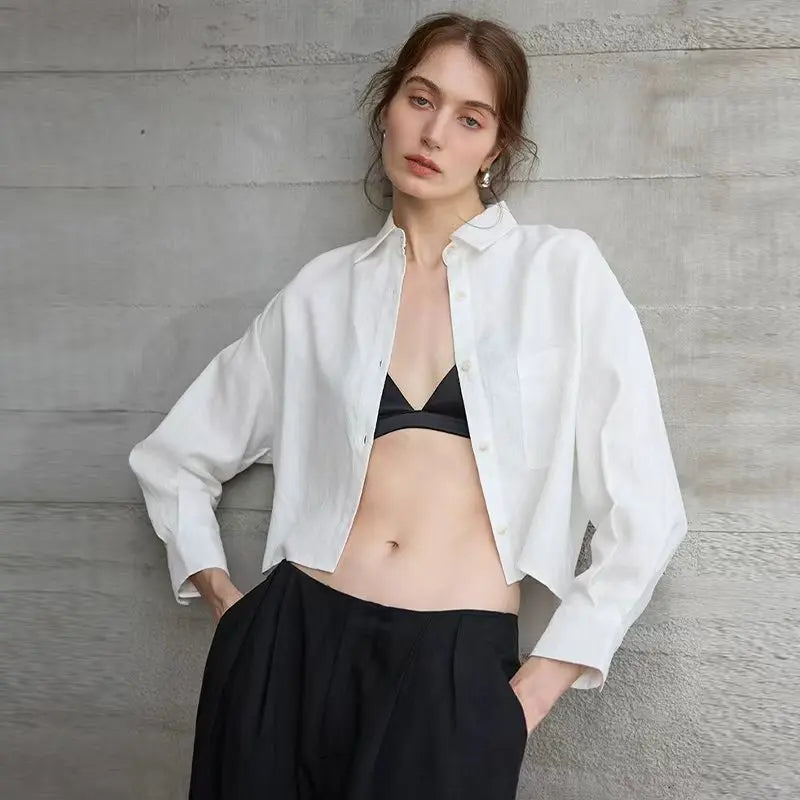 Cropped Oversized Button-Down Shirt