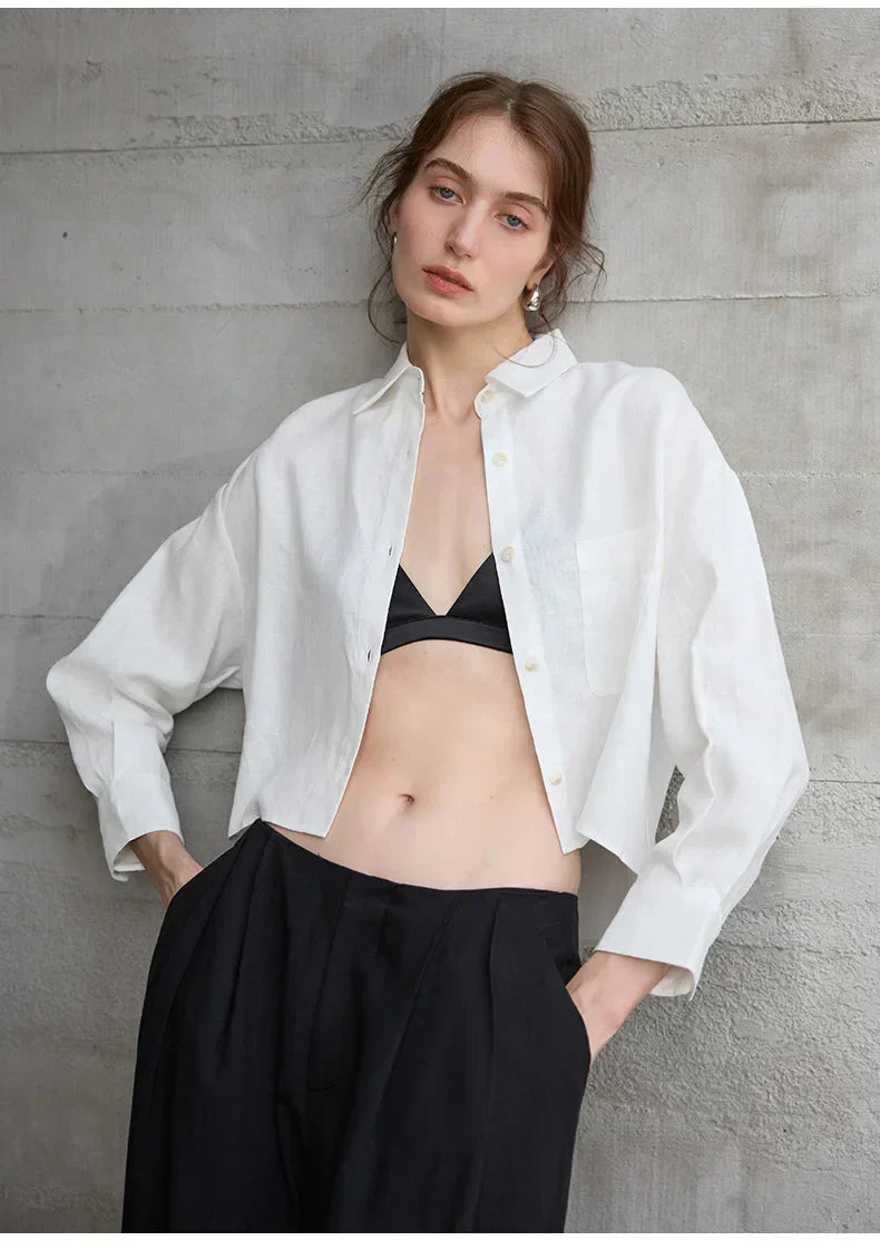 Cropped Oversized Button-Down Shirt