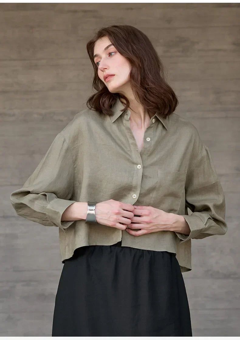 Cropped Oversized Button-Down Shirt