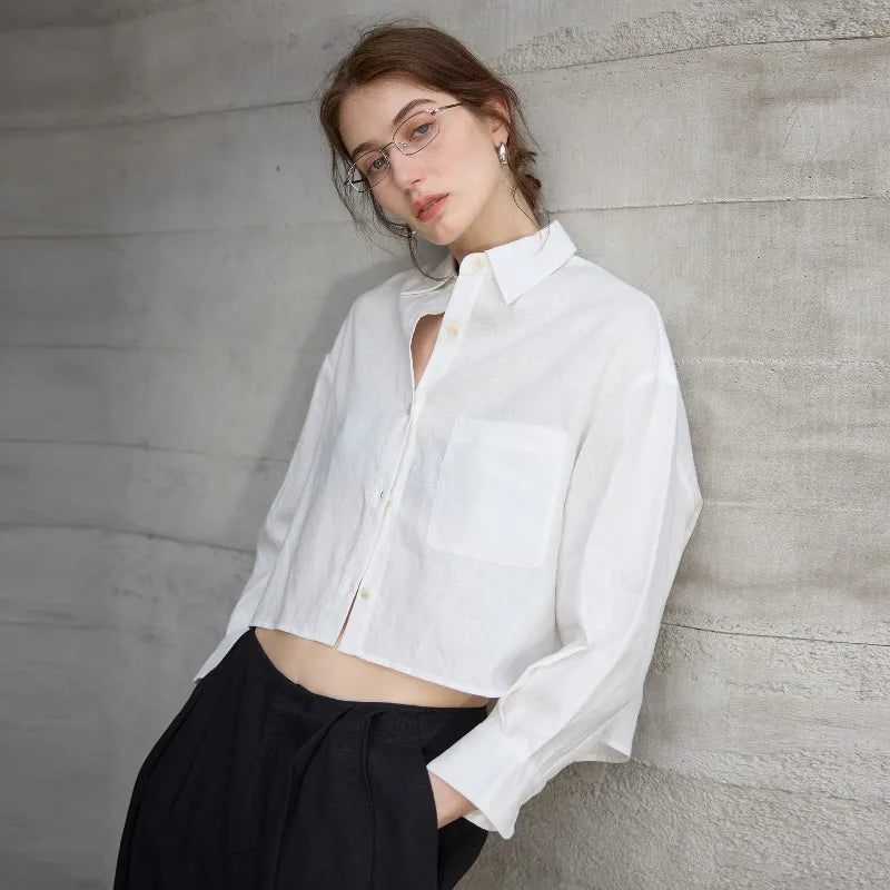 Cropped Oversized Button-Down Shirt