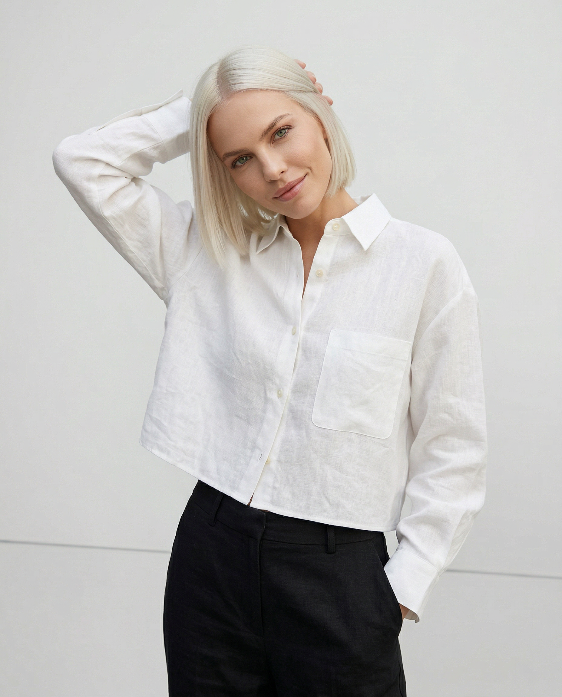 Cropped Oversized Button-Down Shirt