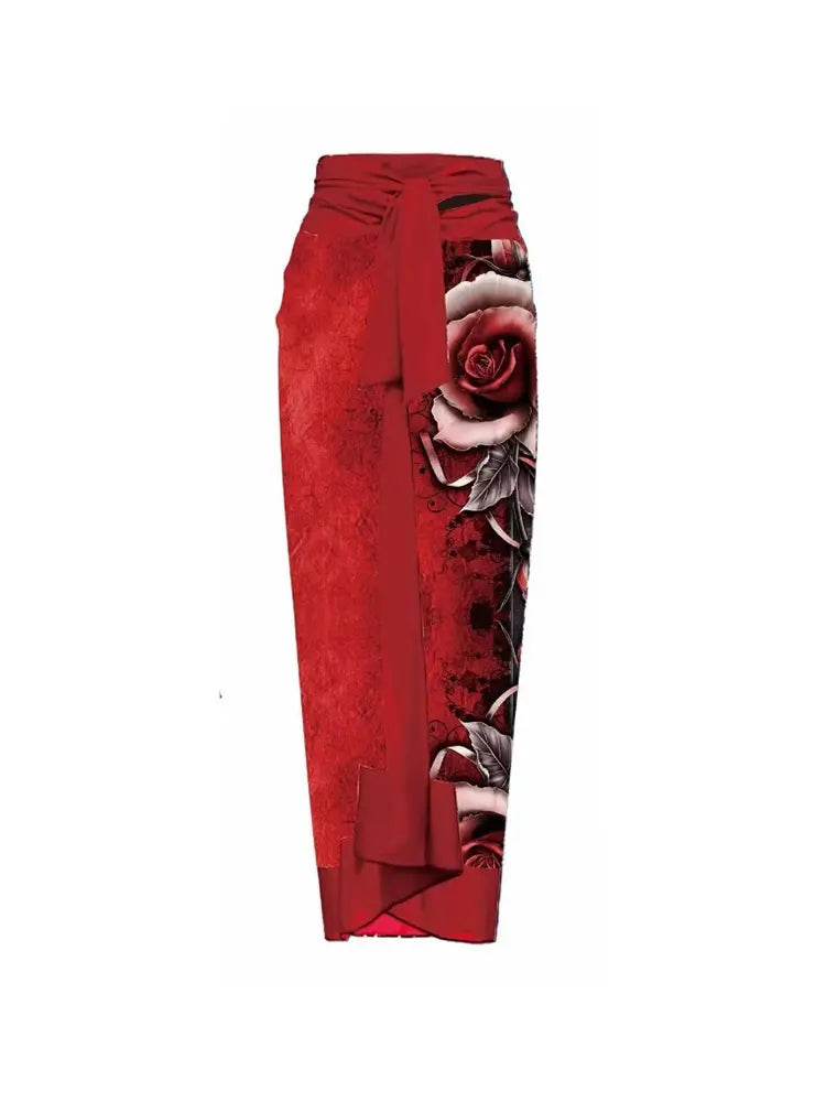 Women's 3D Red Floral Bust Accent Swimsuit — additional view