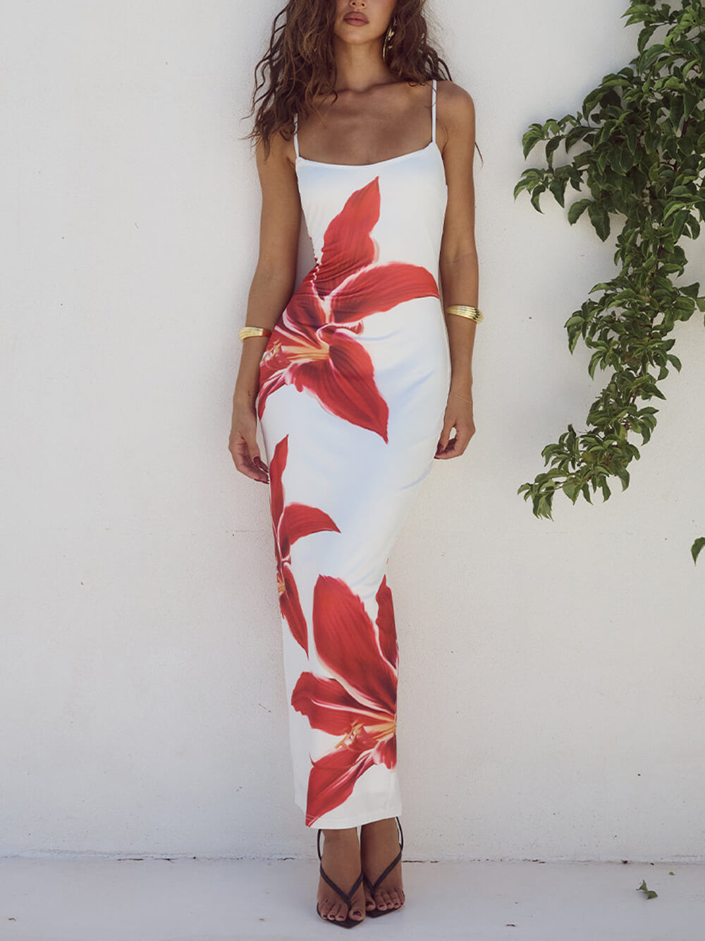Women's abstract floral print maxi dress