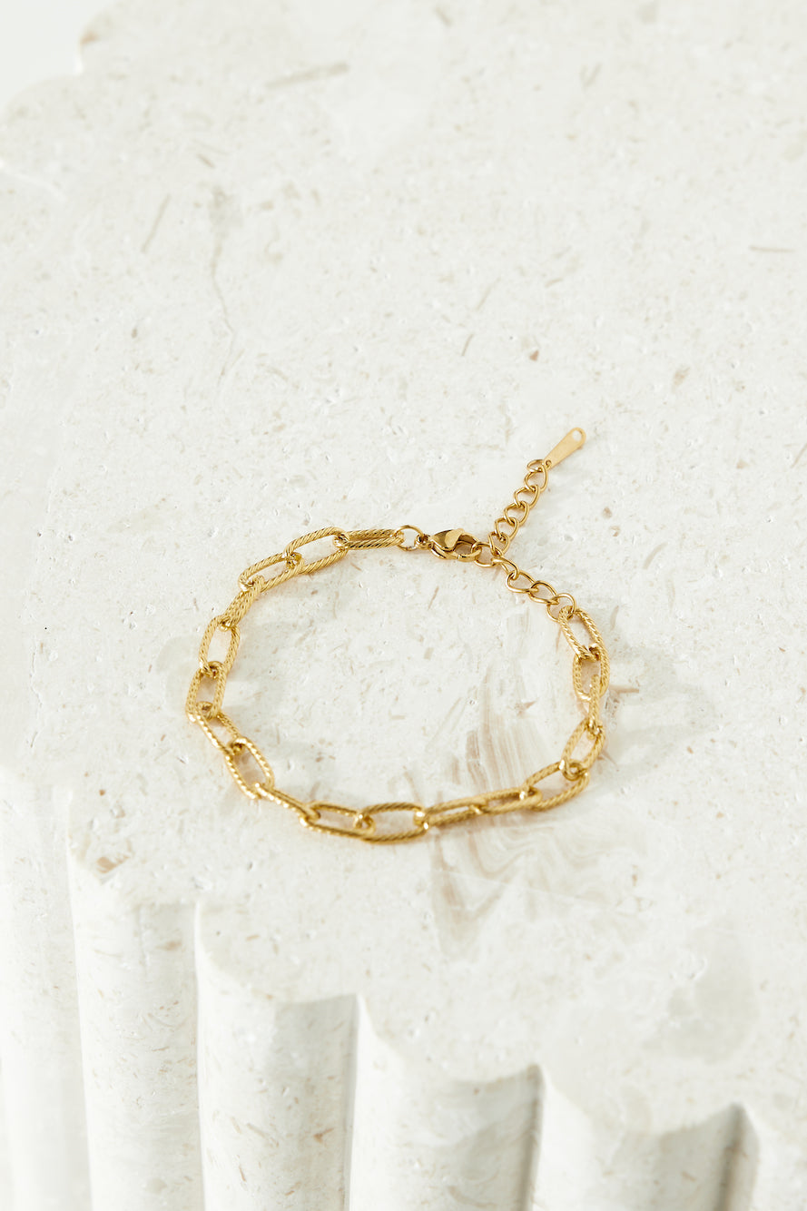 Women's Adjustable Gold Link Bracelet — detail view