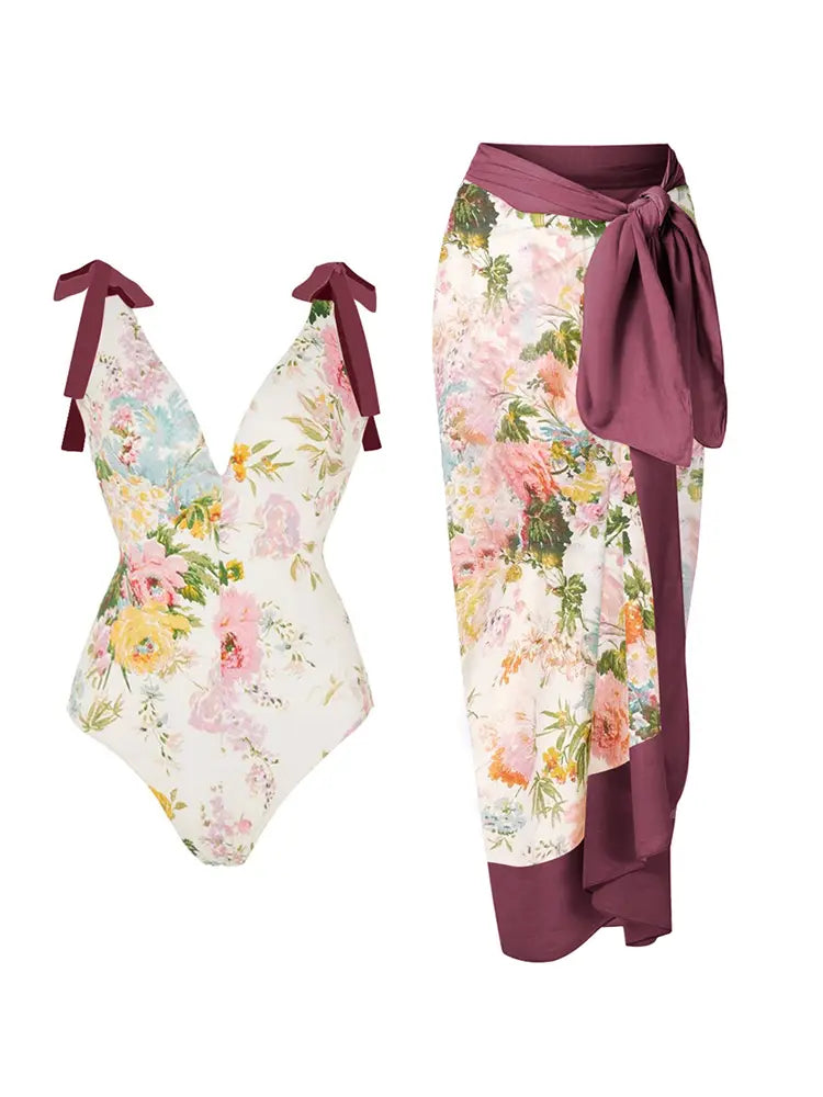 Women's appliqué tie-up bikini set