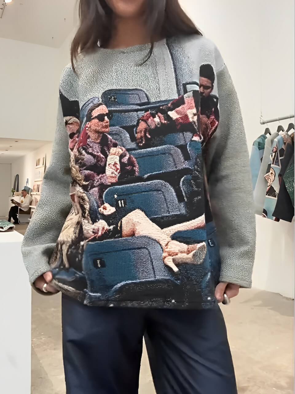 Women's Baseball Graphic Print Knit Jumper