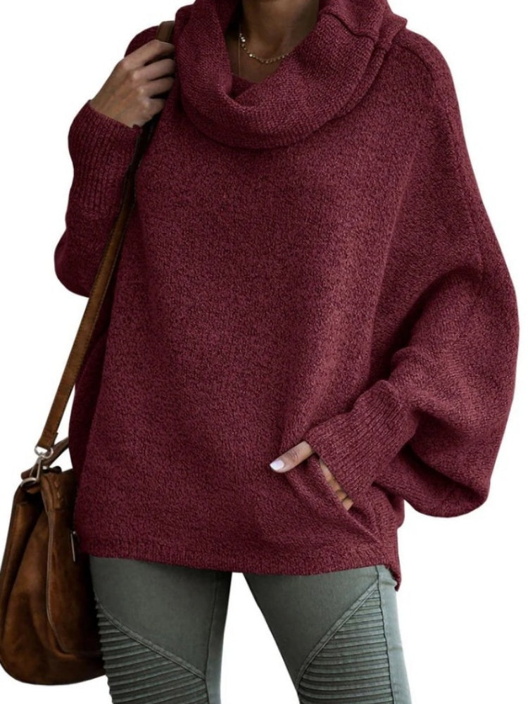 Women's batwing sleeve knit sweater — front view
