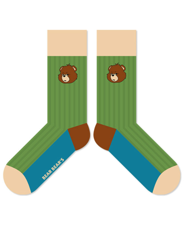 Women's bear alphabet print cotton socks