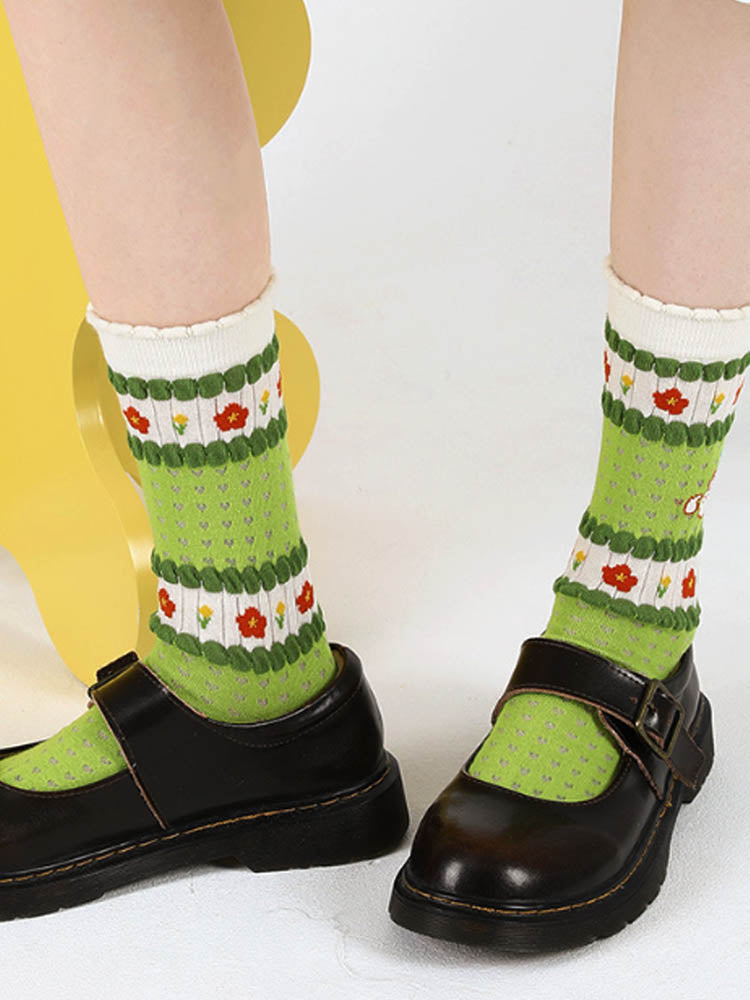 Women's Bear Print Mid-Calf Socks — full set