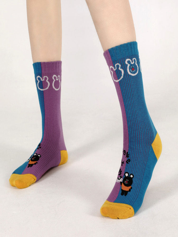 Women's Black Bear Print Socks