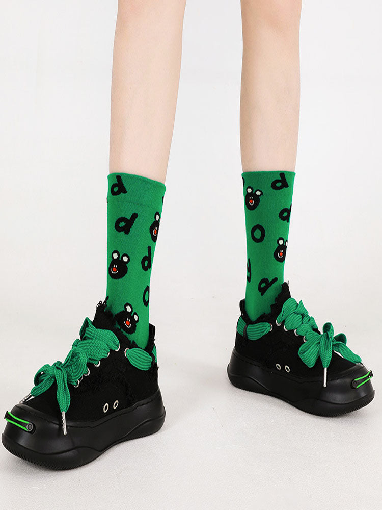 Women's Black Bear Print Socks