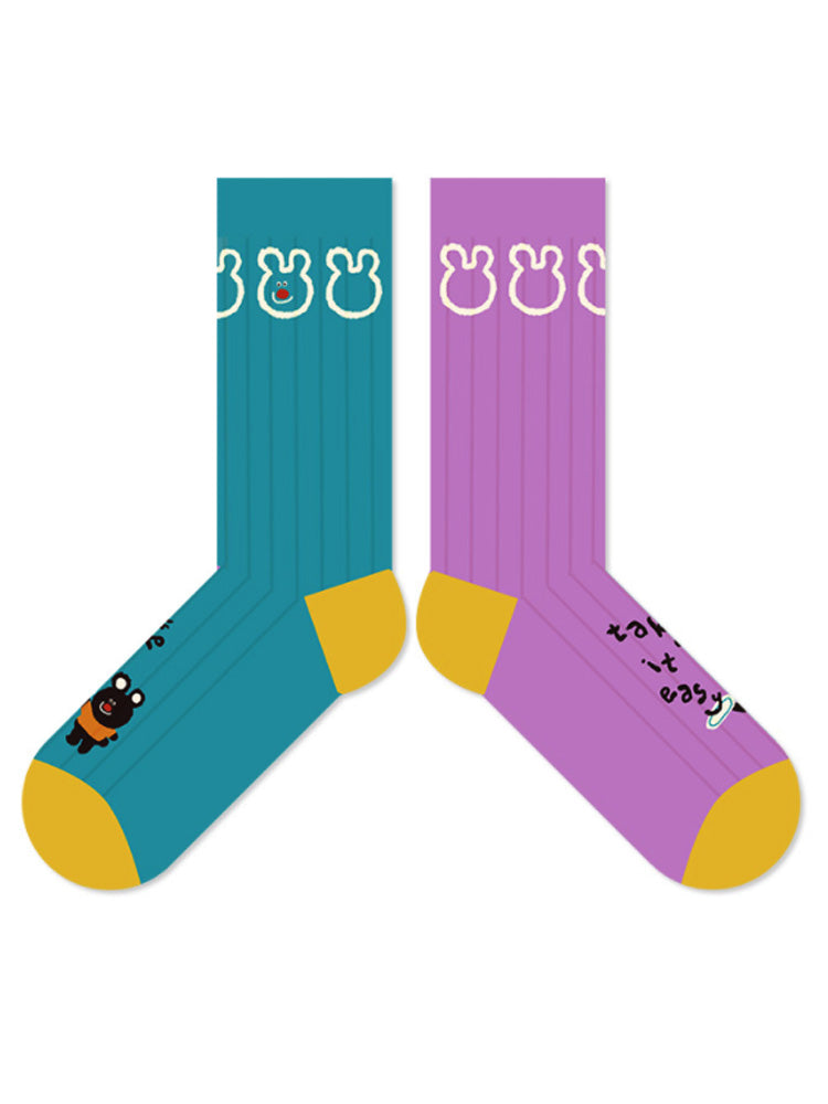 Women's Black Bear Print Socks
