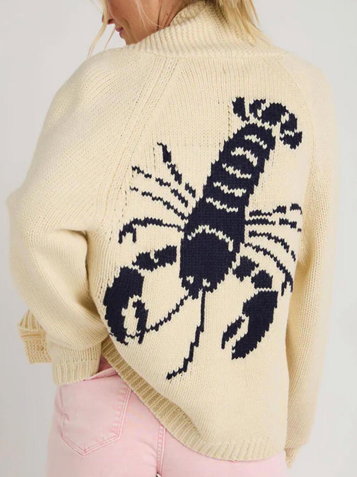 Women's Black Lobster Print Cardigan Jacket