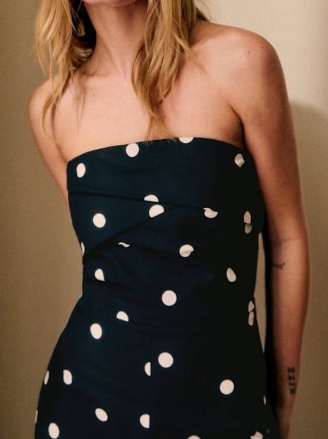 Women's Black Polka Dot Wide-Leg Jumpsuit — back view