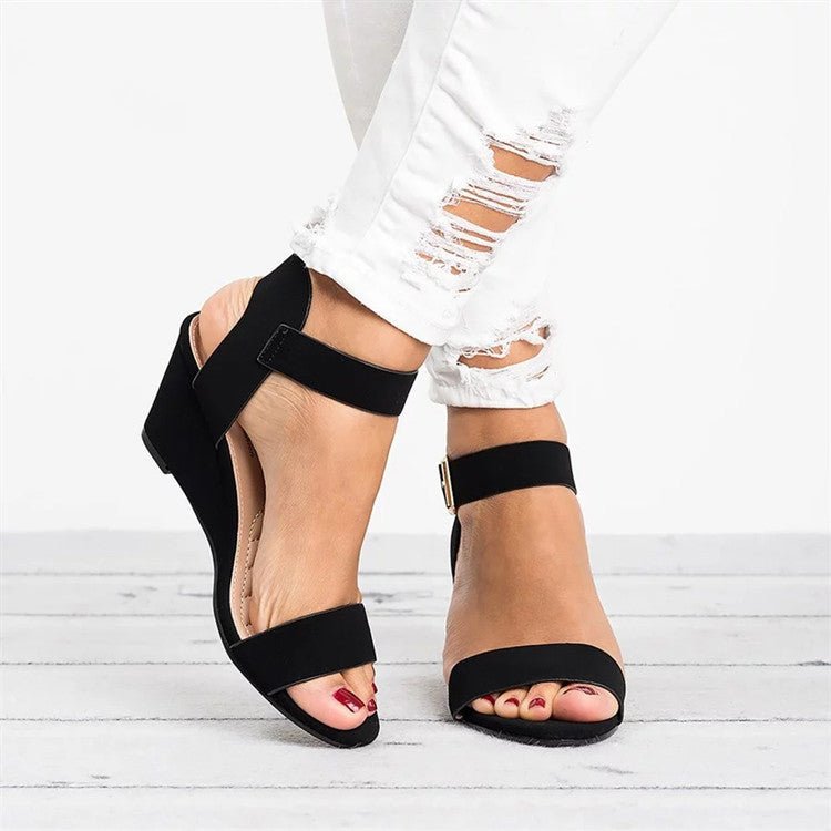 Open-Toe Wedge Ankle Strap Sandals