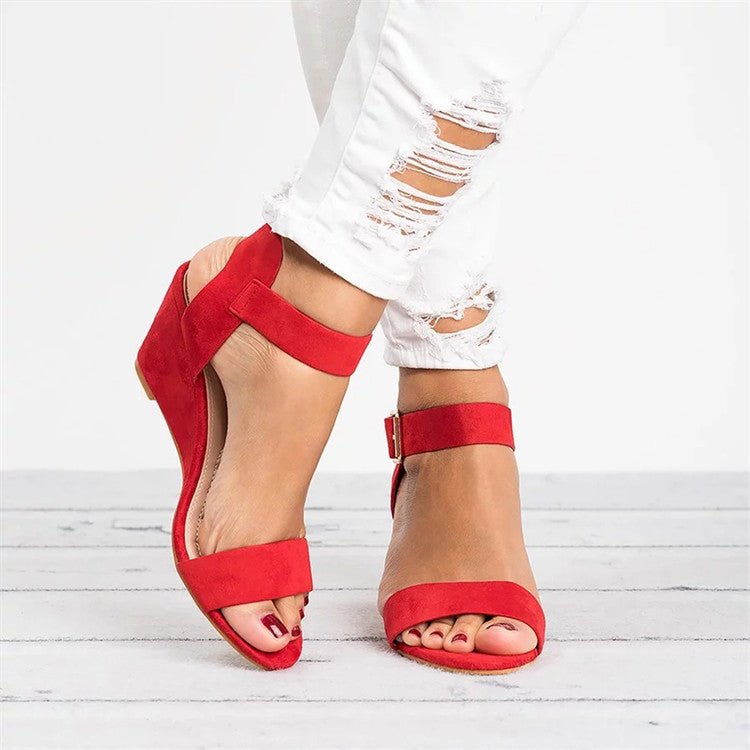 Open-Toe Wedge Ankle Strap Sandals