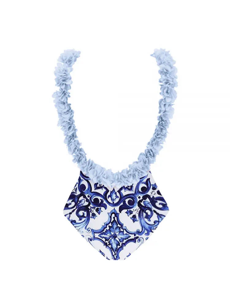 Women's Blue Appliqué One-Piece Swimsuit — additional view