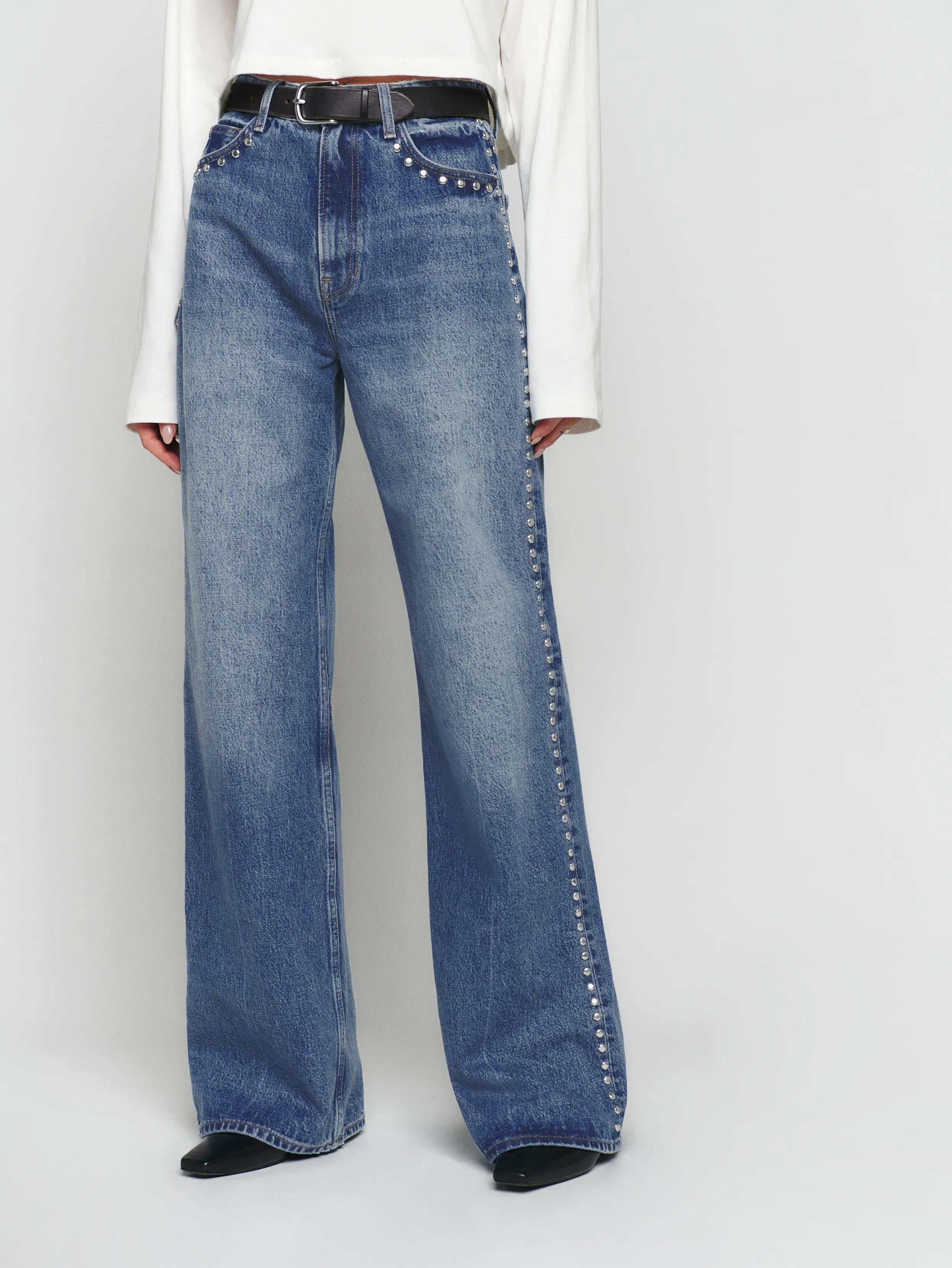 Women's Blue Wide-Leg Jeans