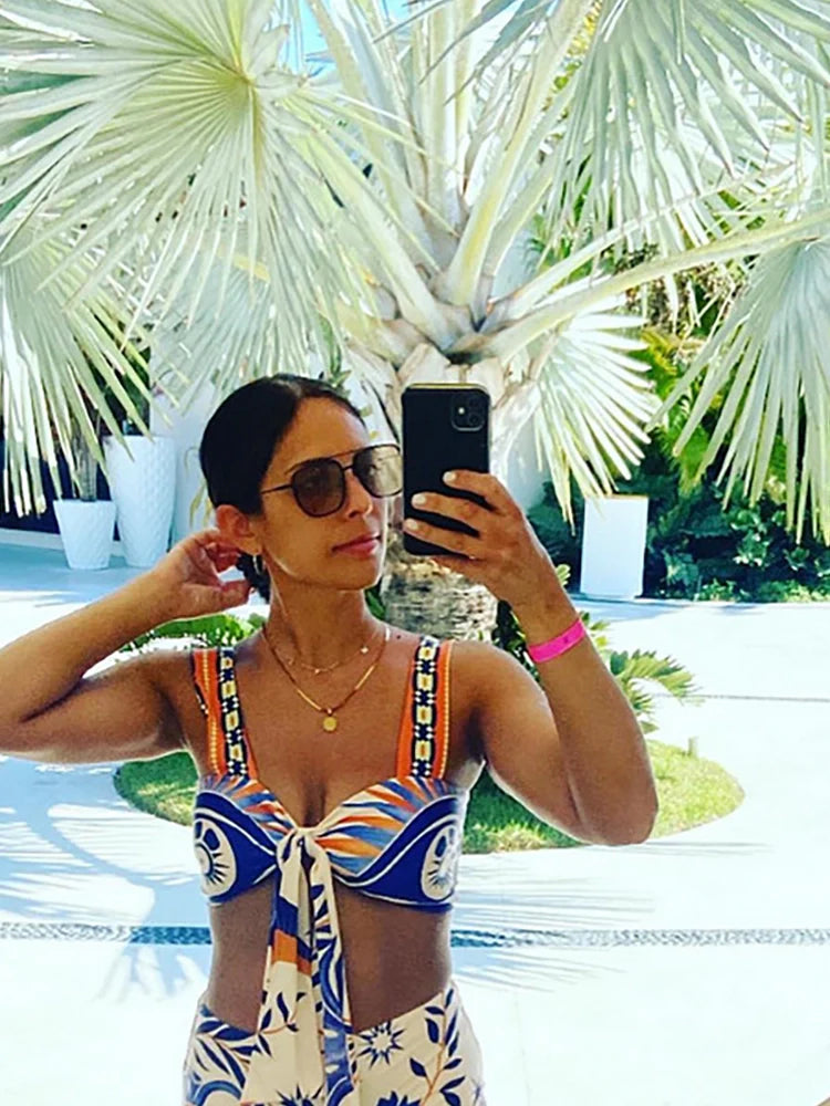 Women's boho tie-up bikini set