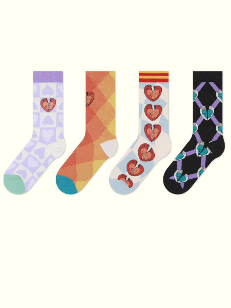 Women's Broken Heart Print Socks