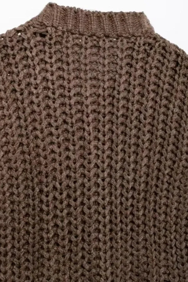 Women's brown chunky knit vest