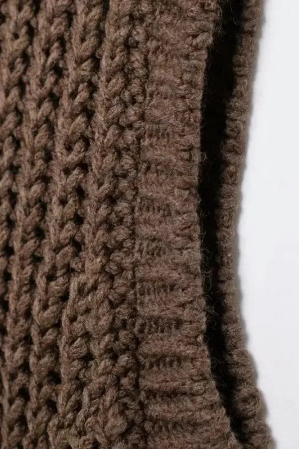Women's brown chunky knit vest
