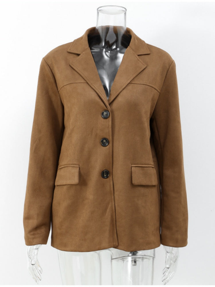 Women's brown longline winter coat — alternate angle