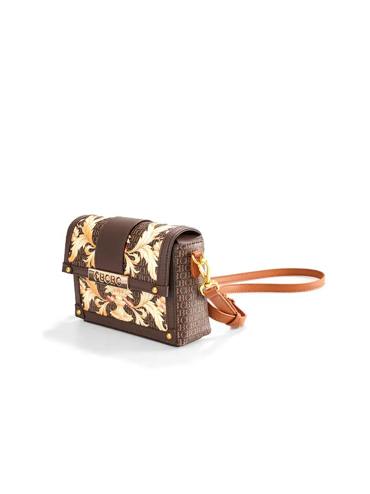 Women's Brown Quilted Chain Crossbody Bag