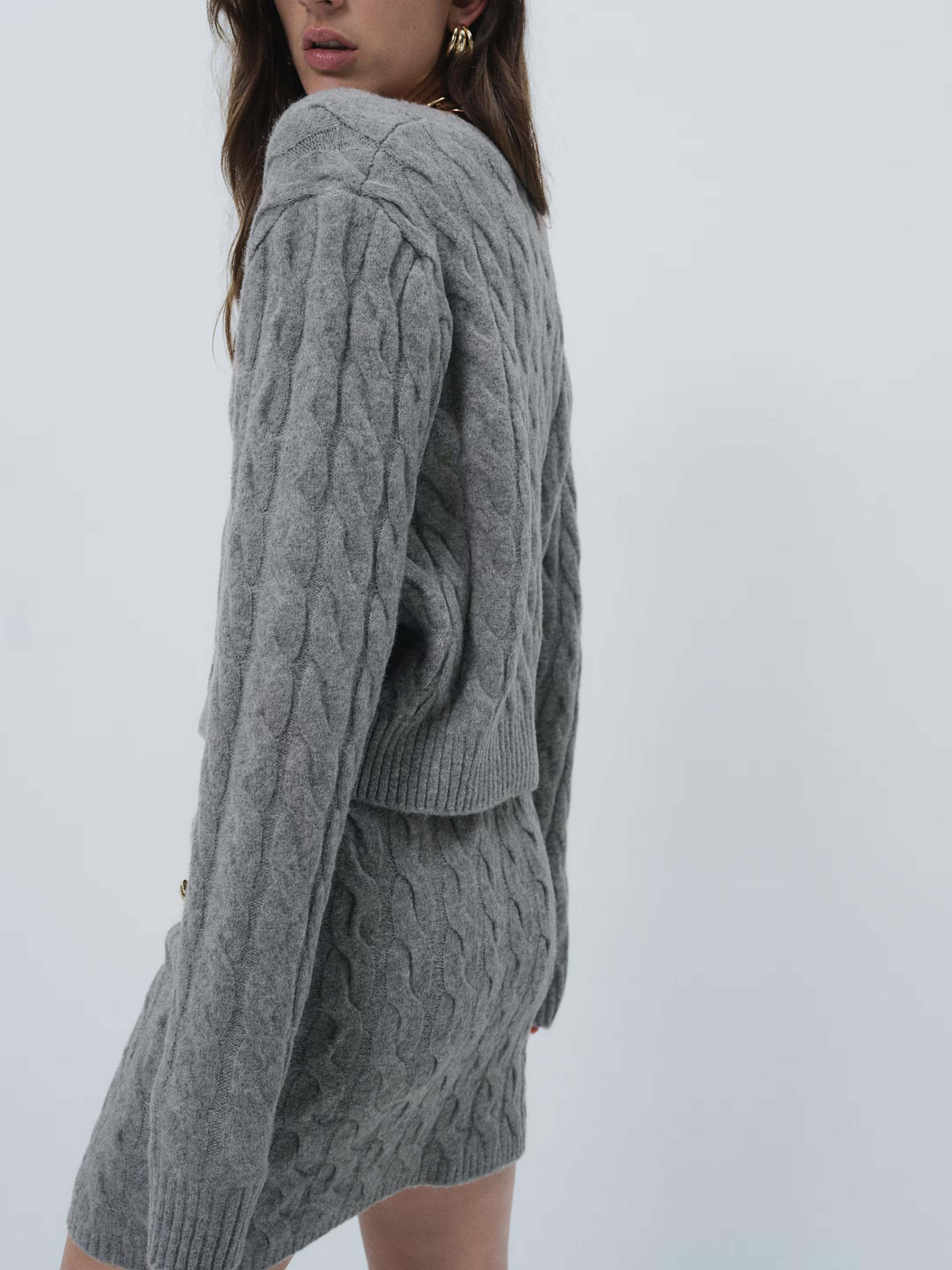 Women's Cable-Knit Cardigan and Mini Skirt Set