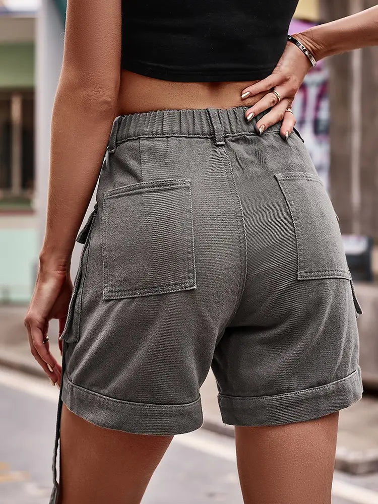 Women's Cargo Denim Shorts — styled look