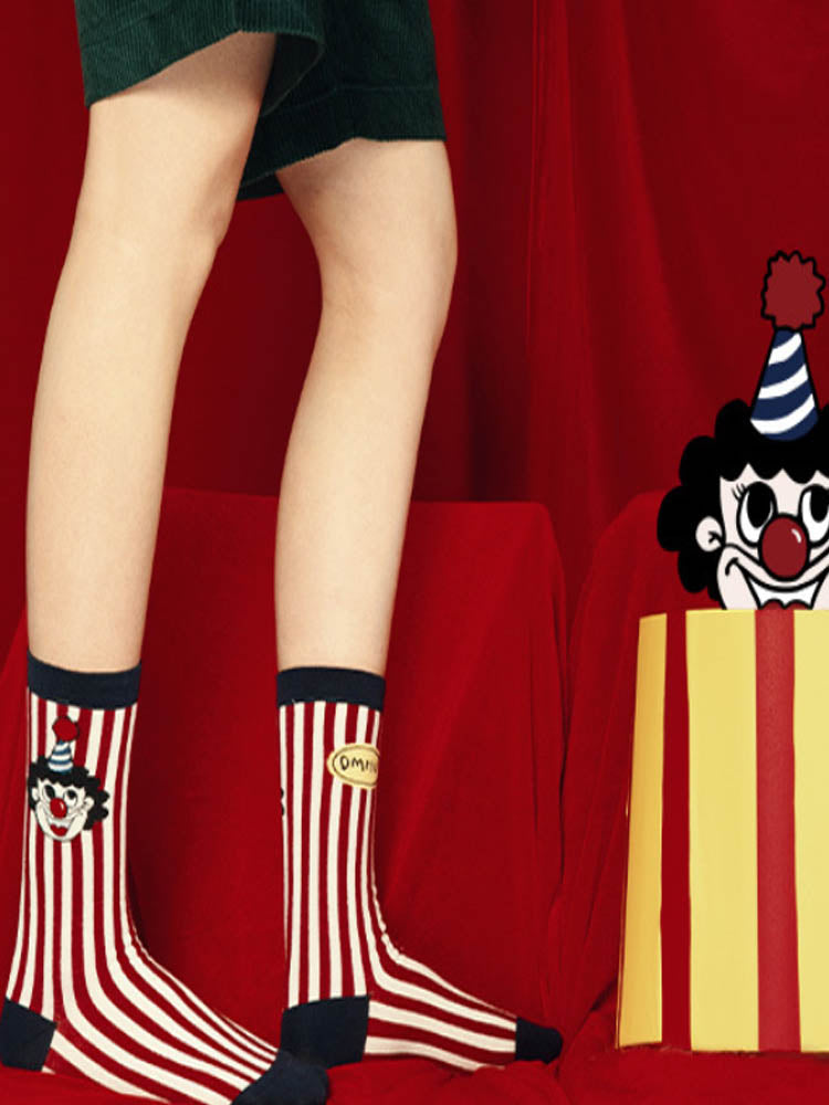 Women's playful cartoon character print cotton socks