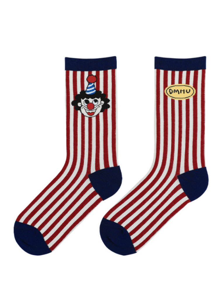 Women's playful cartoon character print cotton socks