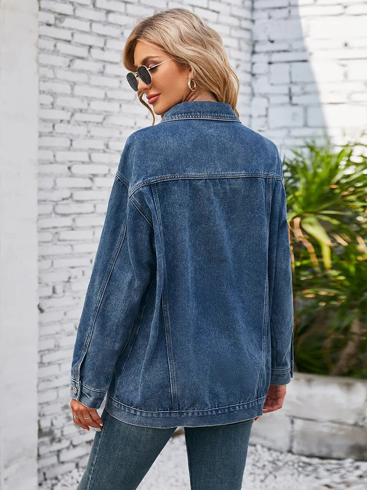 Women's Charcoal Washed Denim Trucker Jacket