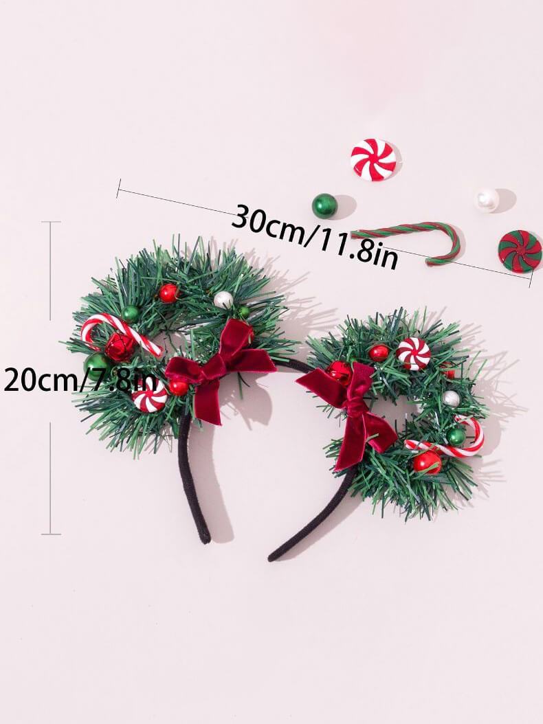 Women's Christmas candy headband — styled look