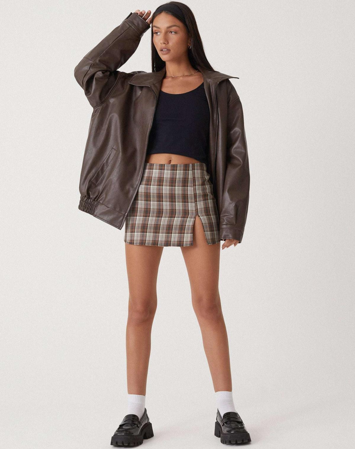 Oversized Faux Leather Bomber Jacket